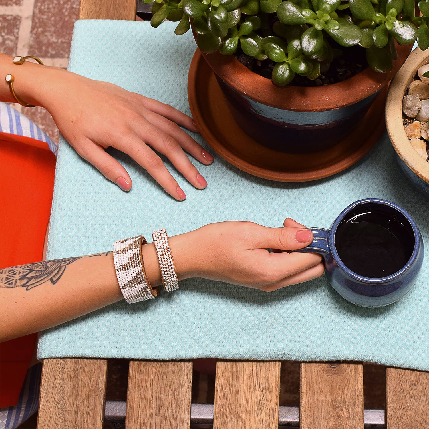 Swahili Coast - Wholesale Cuff Bracelet - Small Silver and White Ombre Leather Cuff2