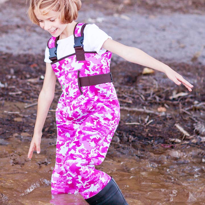 Oaki - Wholesale Regenlaarzen - Kinderen - Neopreen waders, roze camo