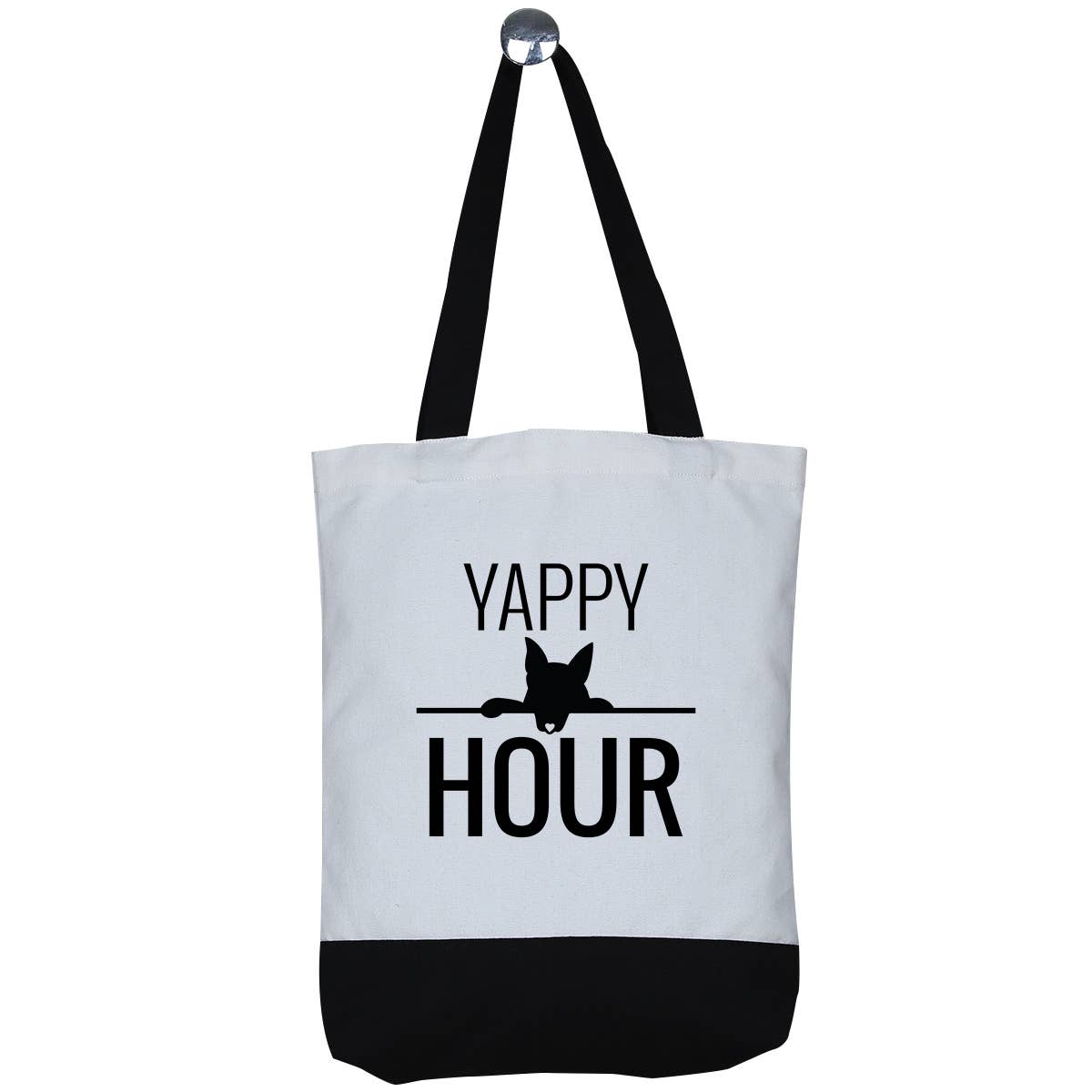 Made2Order - Wholesale Tote Bag - Women's - Yappy Hour Tall Canvas Reusable Tote Bag0