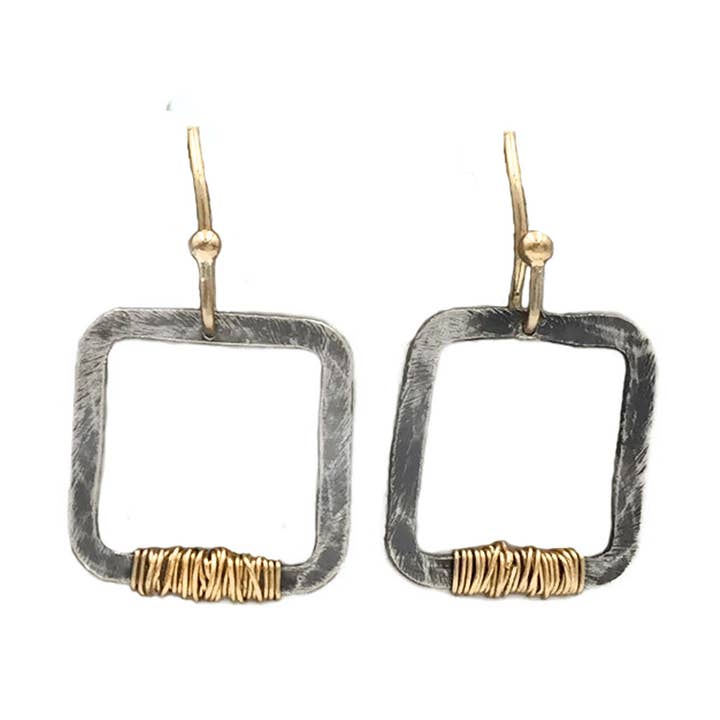 Square link with Gold Filled Wire Wrap Earrings for wholesale by Fierce and Free Jewelry