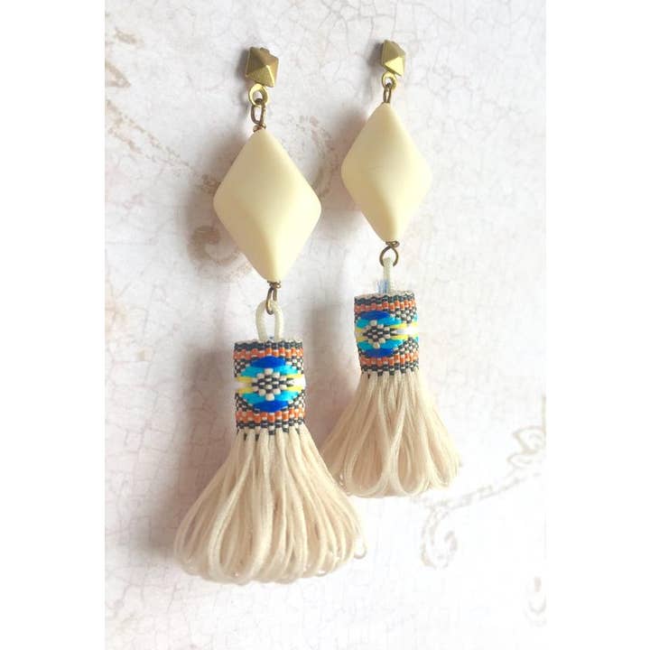 Geometric Tassel Earrings for wholesale by SORA DESIGNS