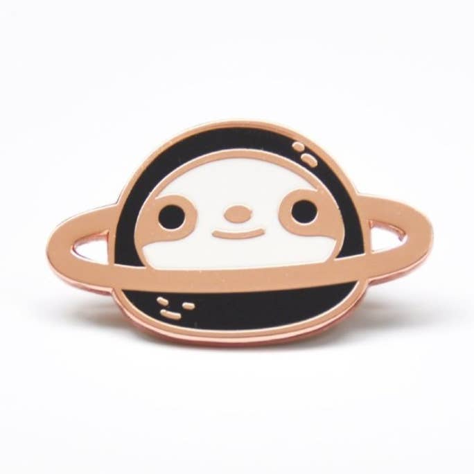 Copper Plated Planet Sloth Enamel Pin for wholesale by Noristudio