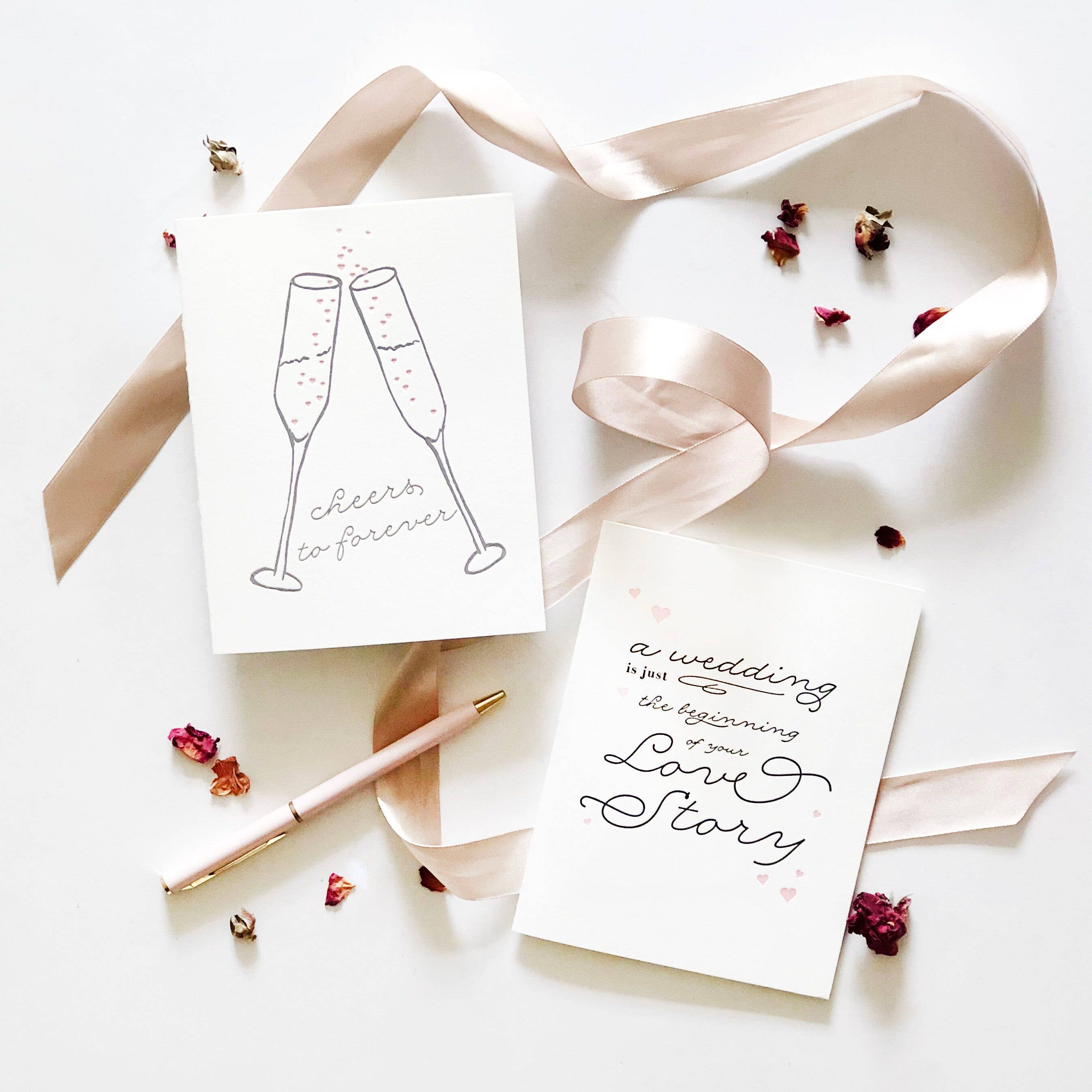 Steel Petal Press - Wholesale Wedding Card - Cheers To Forever - Wedding Marriage Congrats Greeting Card1