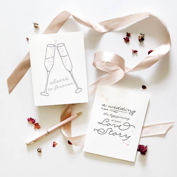 Steel Petal Press - Wholesale Wedding Card - Cheers To Forever - Wedding Marriage Congrats Greeting Card1