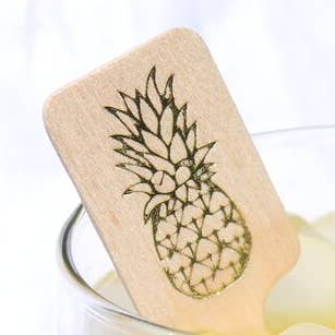 Pineapple Wooden Drink Stirrers for wholesale by Tulle and Twig