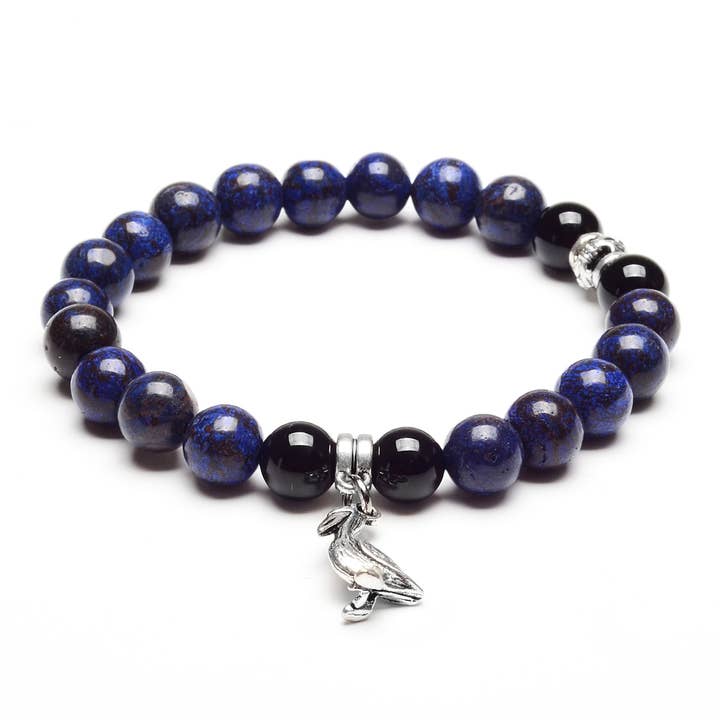 Agate Stone with Charm Bead Stretch Bracelet for wholesale by West Coast Jewelry