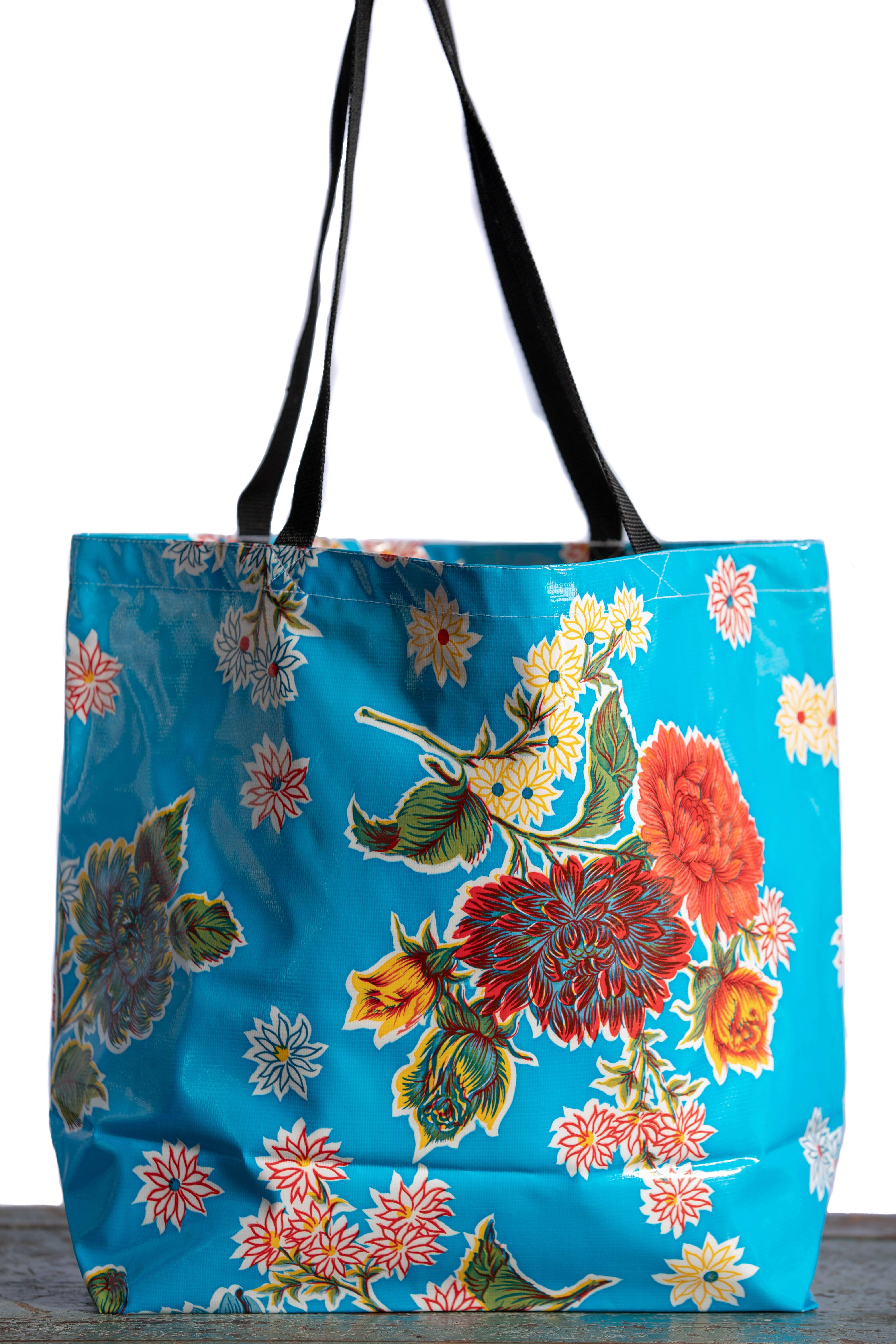 Oilcloth International - Wholesale Tote Bag - Women's - Blue Light Mums Large Tote