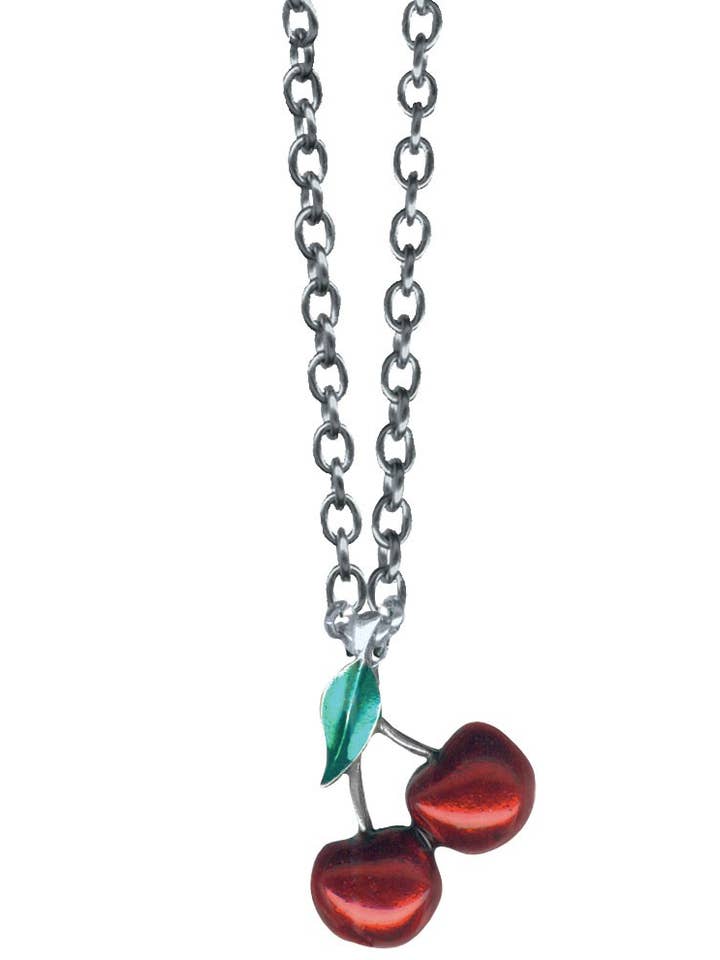 Enameled Two Cherry Rockware Necklace for wholesale by Classic Hardware