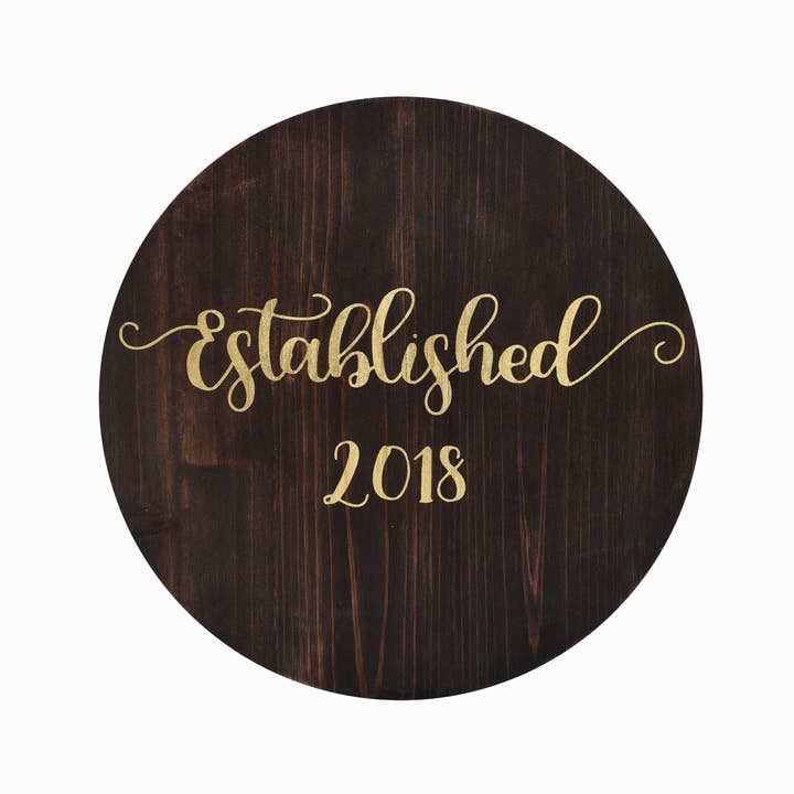 SALE Wood Natural Established 2018 Wood Circle Decor for wholesale by Totalee Gift