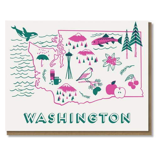 Washington State Love Card for wholesale by Paper Parasol Press