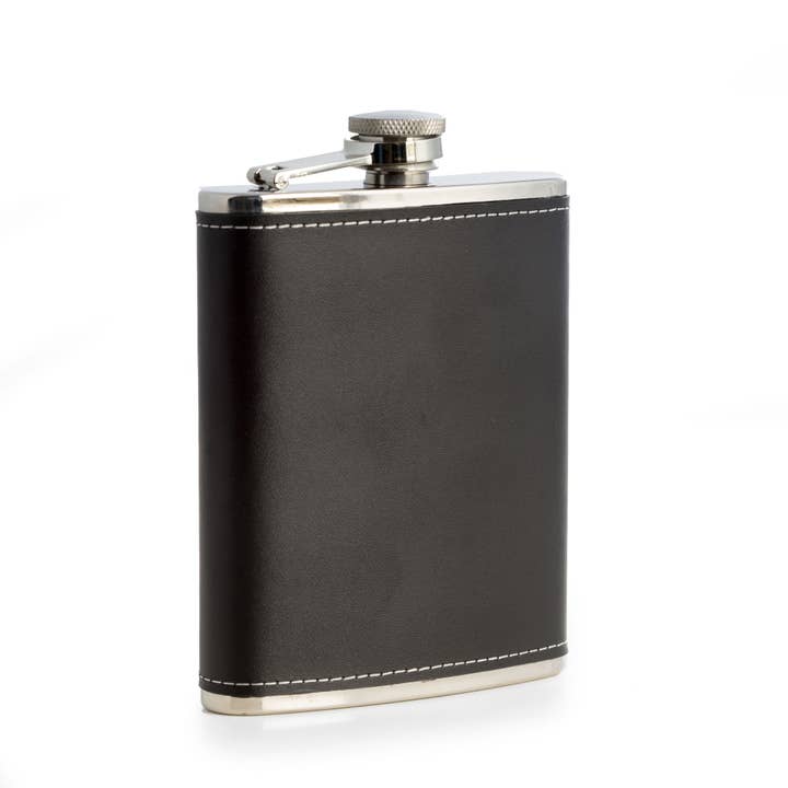 Black Leather Flask for wholesale by BeyBerk International