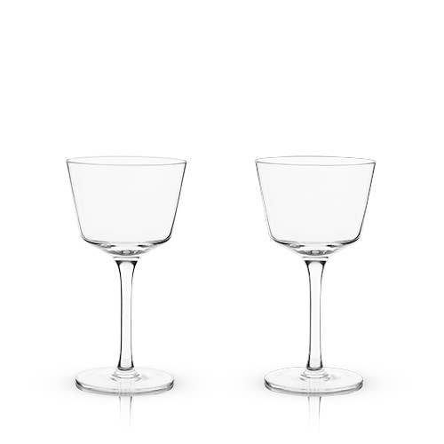 Viski - Wholesale Cocktail/Liquor Glass - Rayeâ„¢ Angled Crystal Nick & Nora Glasses - Set of 2