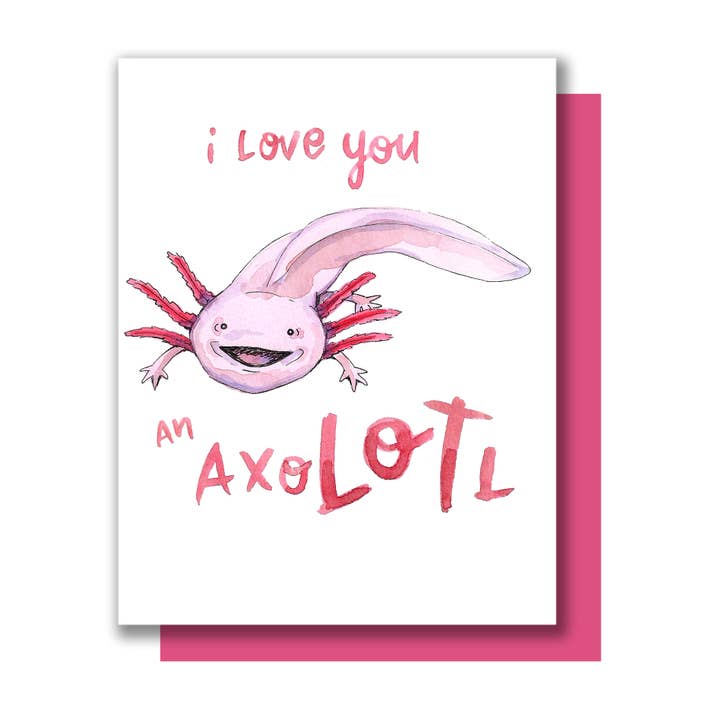 Carte Axolotl Love pour la vente par Paper Wilderness