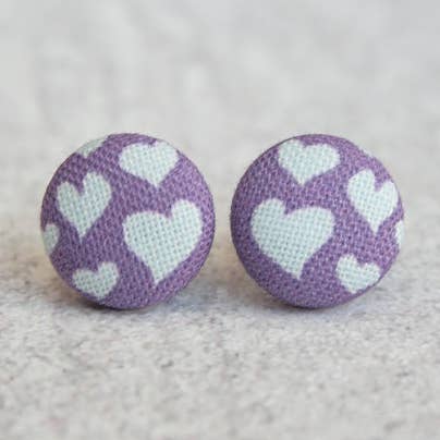 Cool Hearts Fabric Button Earrings for wholesale by Rachel O's