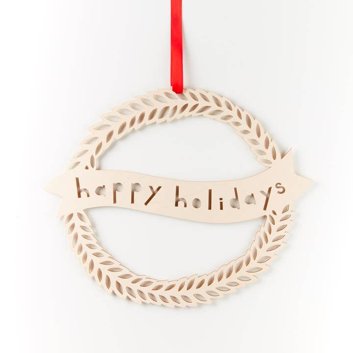 Happy Holidays Wreath for wholesale by Light + Paper