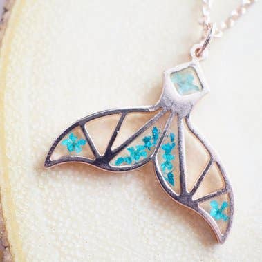 Rose Gold Mermaid Tail Necklace in Teal and Mint for wholesale by Ann + Joy