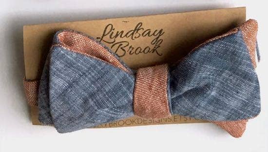 Lindsay Brook Designs - Wholesale Bow Tie - Men's - Chambray Reversible Bow Tie0
