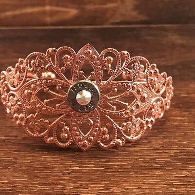 Rose Gold Filigree Bullet Cuff Bracelet for wholesale by Jill's Jewels