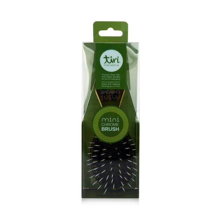 Tiri Pro - Wholesale Hair Brush/Comb - Mini Boar Bristle "Purse Perfect" Hair Brush - Green
