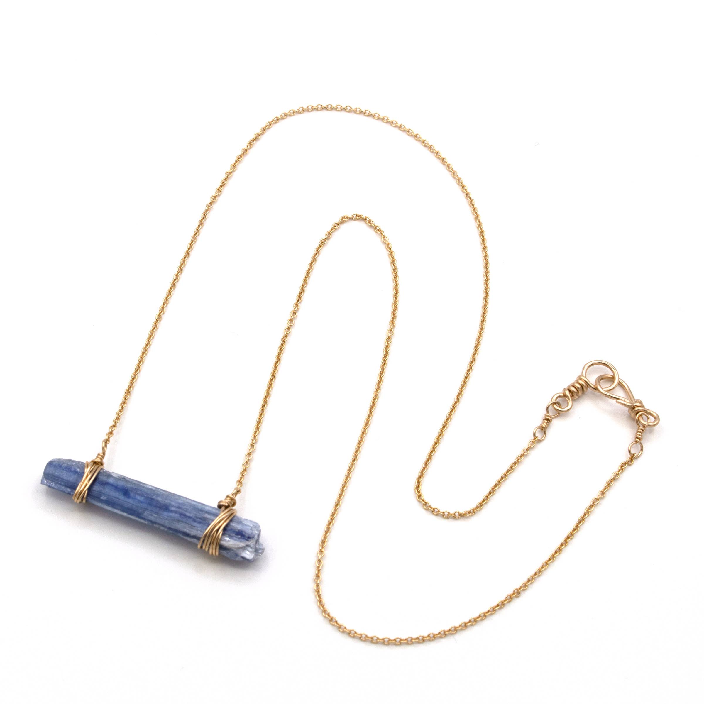 Crystal and Gold - Wholesale Pendant/Charm Necklace - Blue Kyanite Long Crystal Necklace4