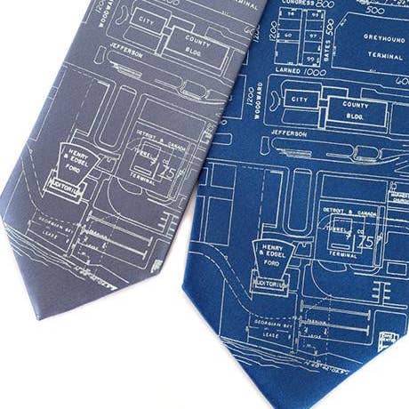 Cyberoptix Tie Lab - Wholesale Necktie - Men's - Campus Martius Necktie. Detroit Map Tie4