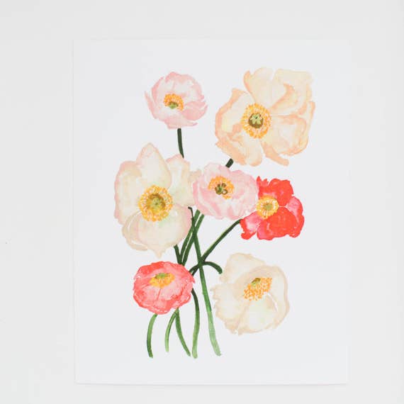 Coral Poppies 8X10 Art Print for wholesale by Shannon Kirsten Illustration