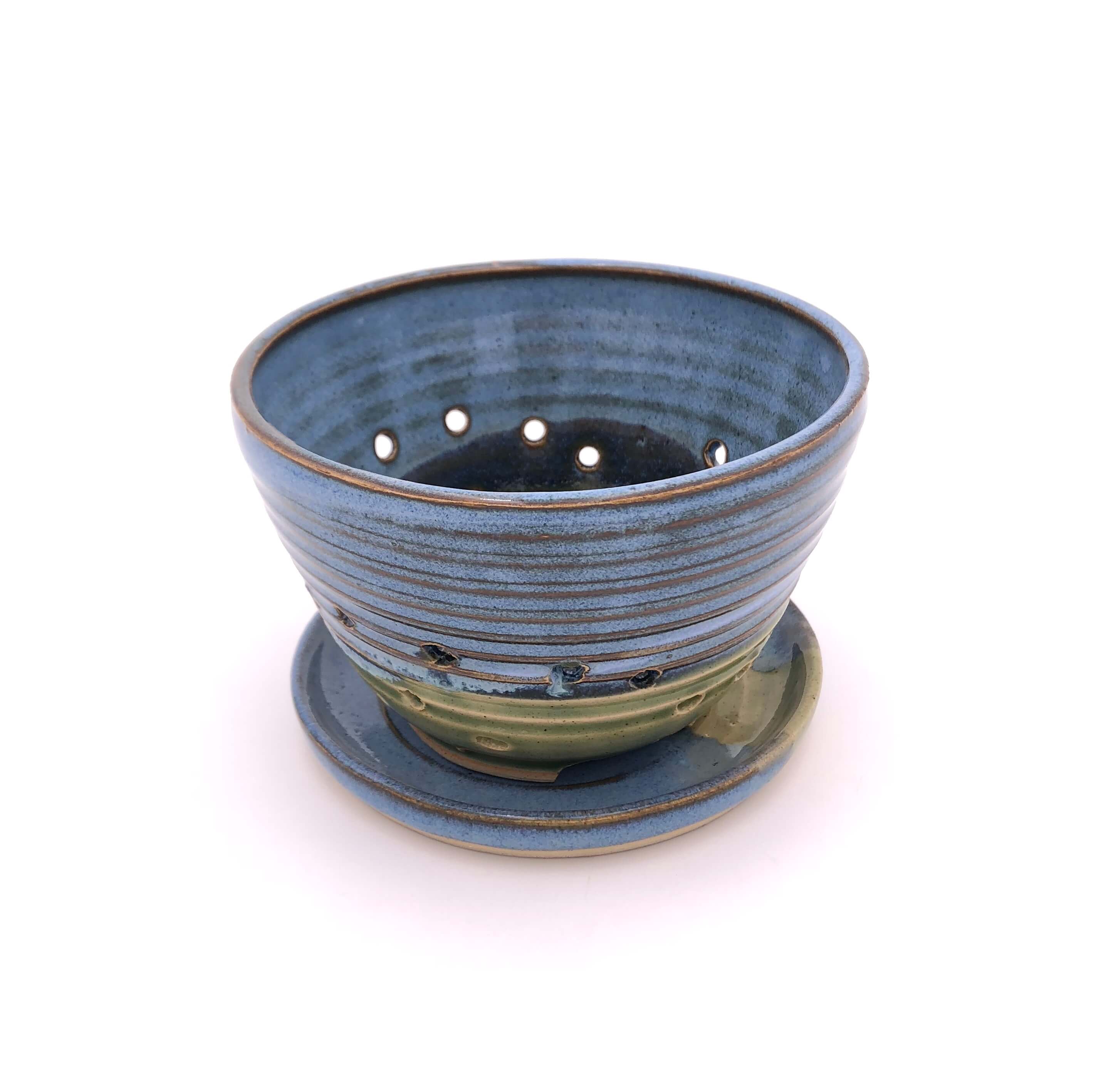 Coastal Clay Co. - Wholesale Colander - Classic Summer Berry Bowl With Saucer - Ceramic Colander2