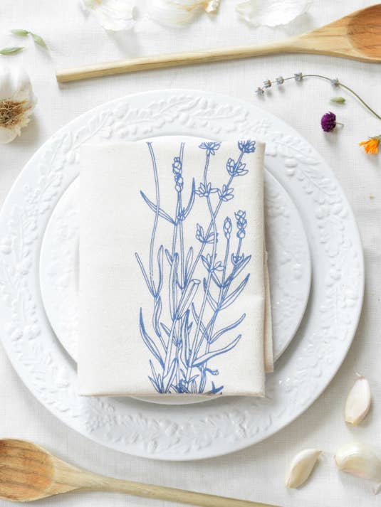 Lavender Tea Towel - Organic Cotton - Blue-Violet Plant for wholesale by Hearth and Harrow