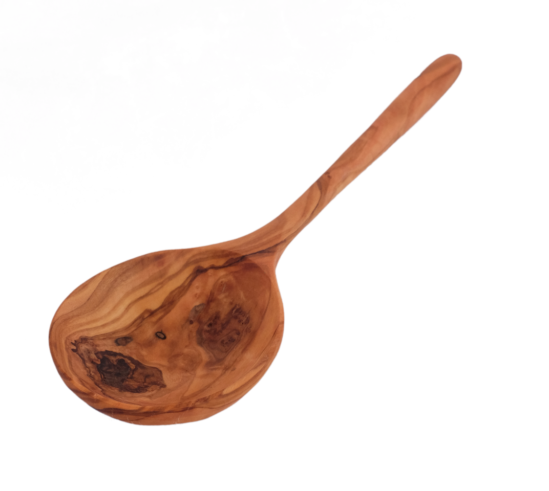 Sobremesa - Wholesale Serving Utensil - 10" Deep Olive Wood Serving Spoon, Wooden Utensil2