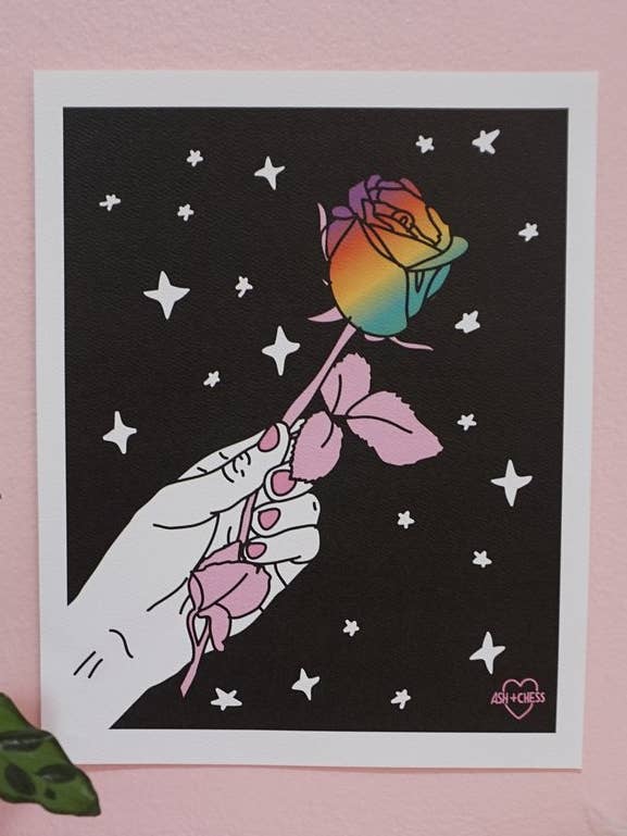 8" x 10" Rainbow Rose Art Print for wholesale by Ash + Chess