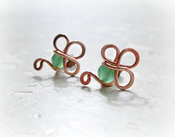 Contempo Jewelry - Wholesale Stud/Post Earrings - Shamrock Copper Stud Earrings0
