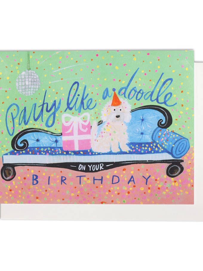Party Like A Doodle Single Card for wholesale by Thimblepress