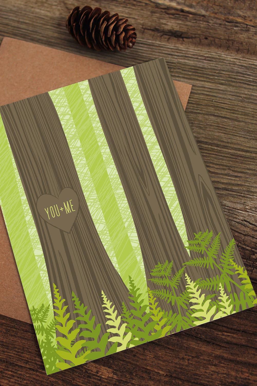 Modern Printed Matter - Wholesale Love Card - Tree Carving You Plus Me Love Card1