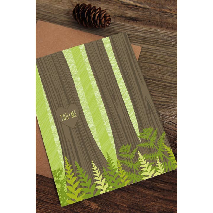 Modern Printed Matter - Wholesale Love Card - Tree Carving You Plus Me Love Card1