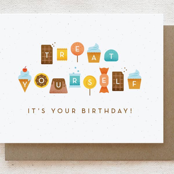 Treat Yourself - Birthday Card for wholesale by Quirky Paper Co.