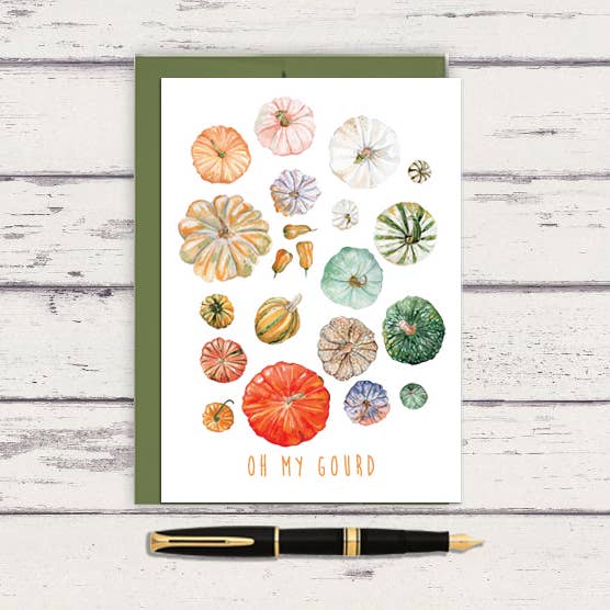 Watercolor 'Oh my Gourd' Greeting Card for wholesale by Meadowbrook Lane