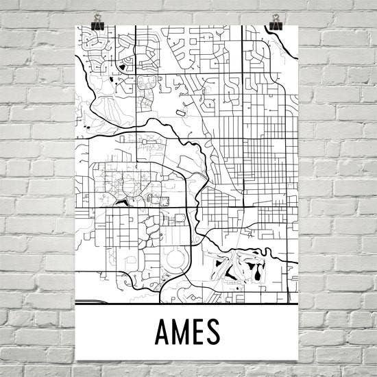 Ames IA Street Map Poster 8" x 10" for wholesale by Modern Map Art