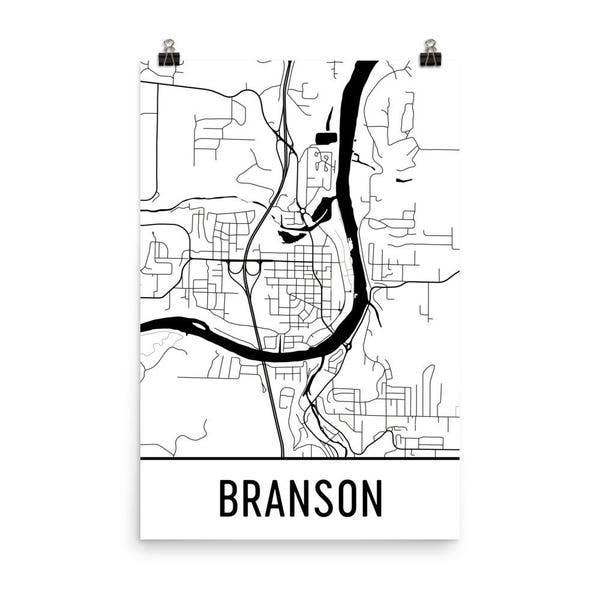 Modern Map Art - Wholesale Poster - Branson MO Street Map Poster 12" x 18"0