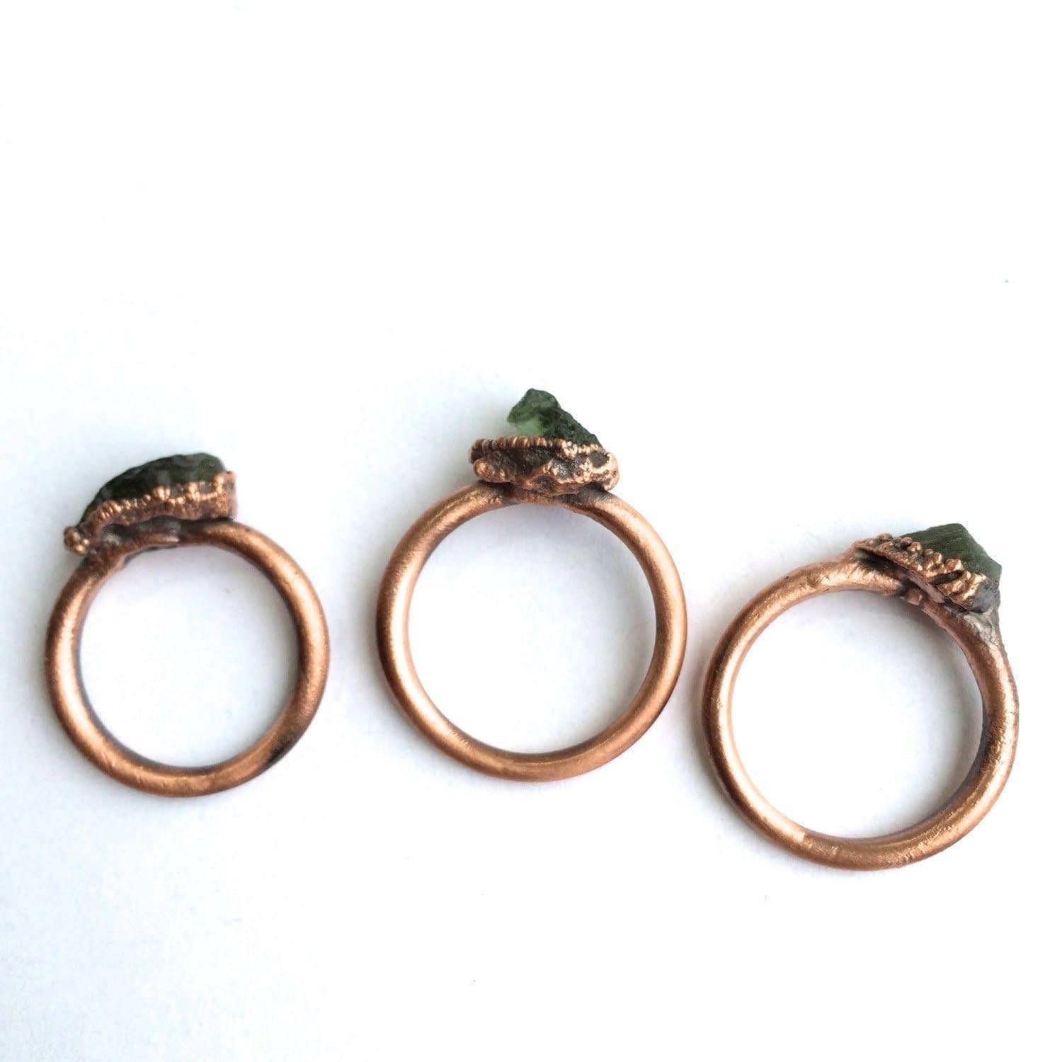 HAWKHOUSE - Wholesale Single Stone/Solitaire Ring - Rare Green Moldavite Raw Mineral Ring3