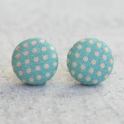 Tropical Dots Fabric Button Earrings for wholesale by Rachel O's