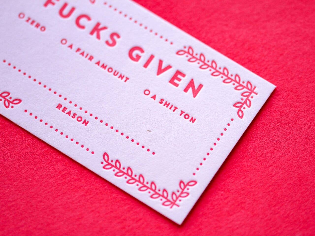 M.C. Pressure - Wholesale Stationery/Notecard Set - Fucks Given Cards1