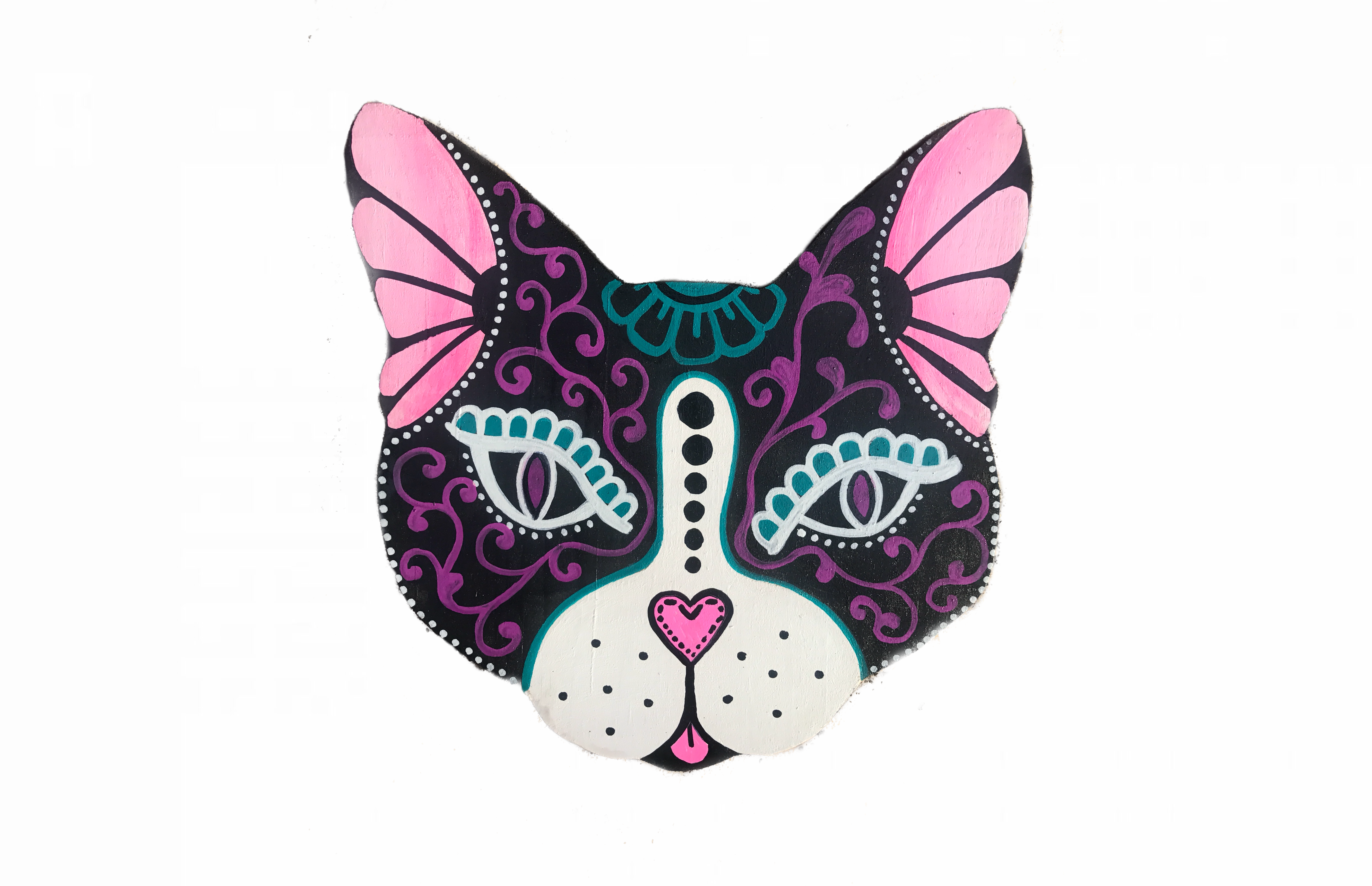 Mushtushy - Wholesale Wall Accent - 2" Sugar Skull Wood Magnet Cat0