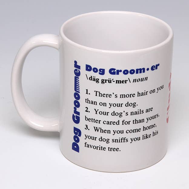 Whimsical Dog Groomer Mug for wholesale by Liane Fried Studio