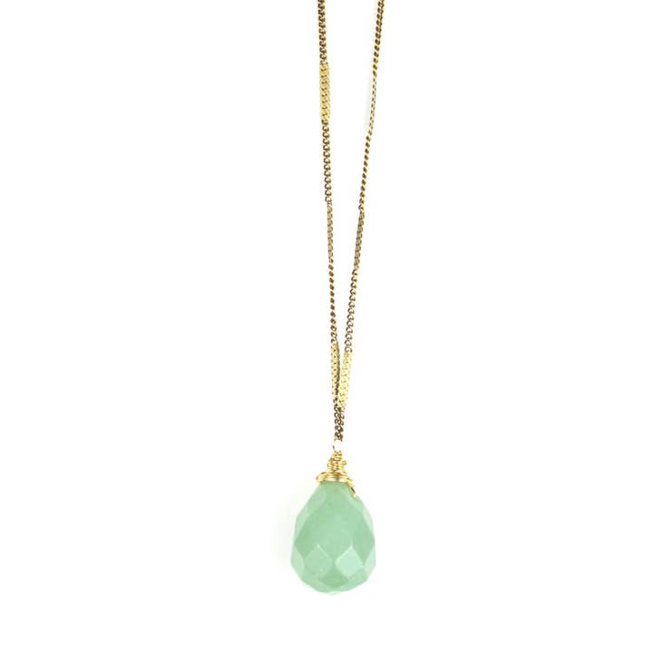 Bella Vita Jewelry - Venta al por mayor Collares con colgantes/abalorios - Collar en forma de gota con piedras naturales de Zara | Aventurina verde