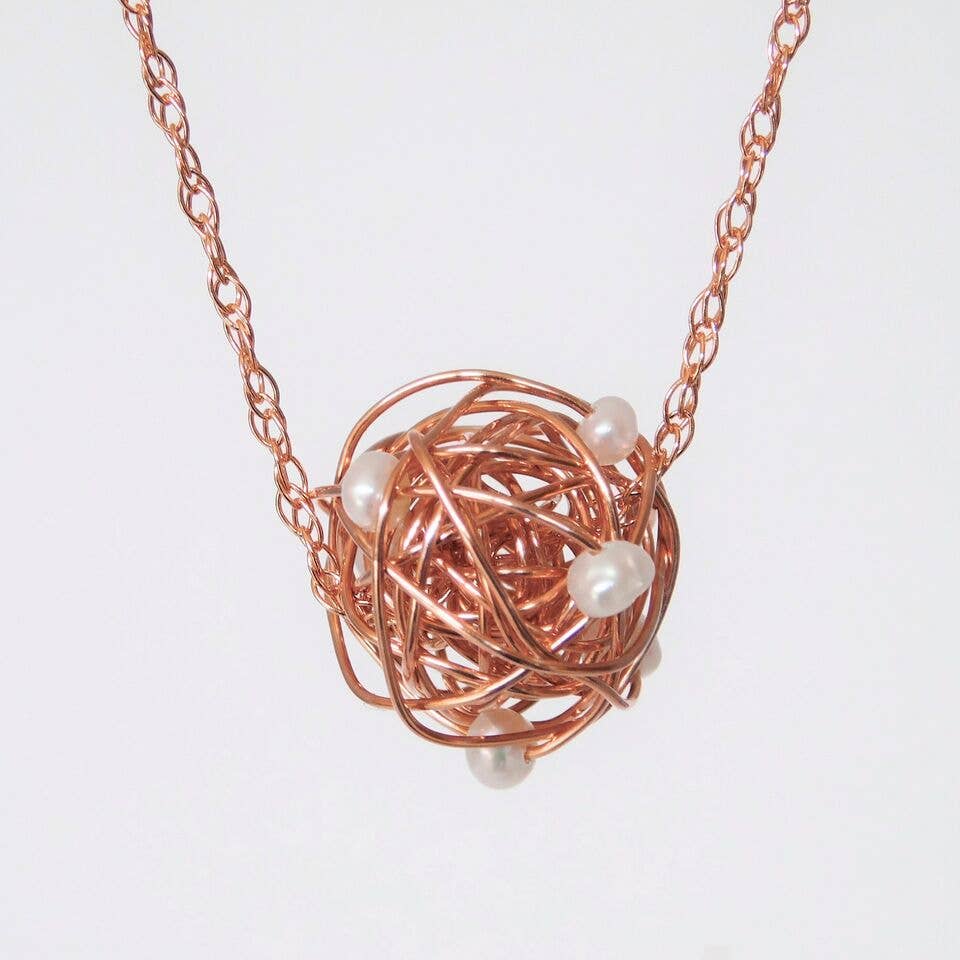 Silverthread Designs - Vendita all'ingrosso Collana con ciondolo/pendaglio - Goccia in oro rosa con perle su catenina in oro rosa0