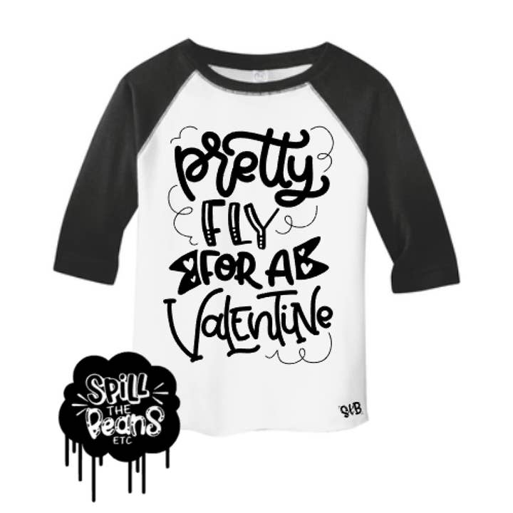 Pretty Fly For A Valentine Kid's Raglan for wholesale by spillthebeansetc