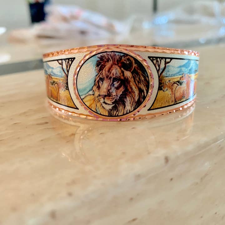 COPPER ARTS INC. - Wholesale Bangle Bracelet - BA BY 44 Lion Bracelets, African Wildlife Jewelry