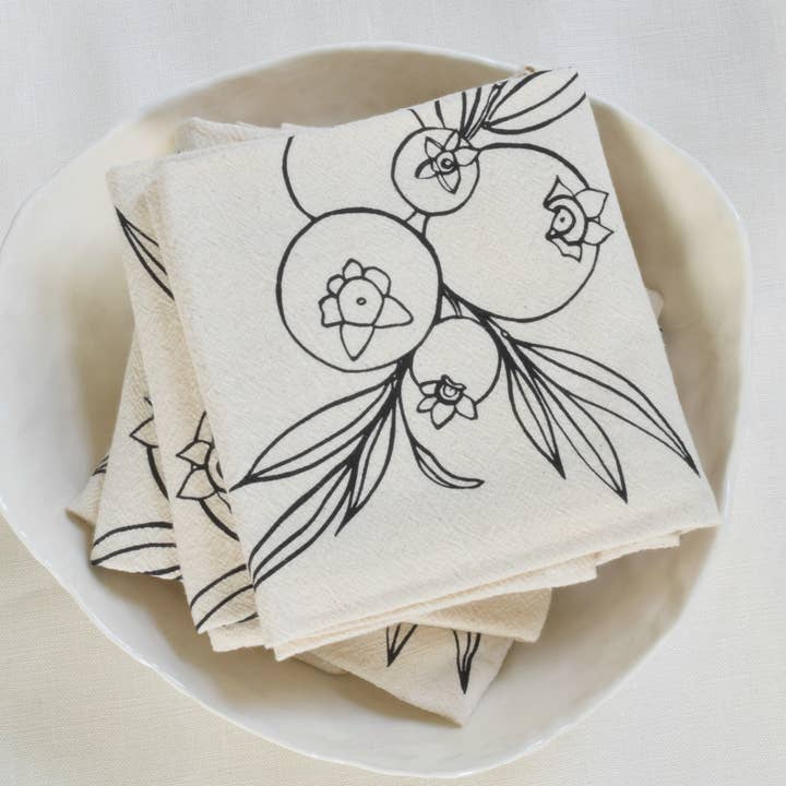 Set of 4 Organic Cotton Wild Blueberry Napkins in Black and other Purchase Wholesale organic wild blueberries. Free Returns & Net 60 Terms on Faire trending on Faire.