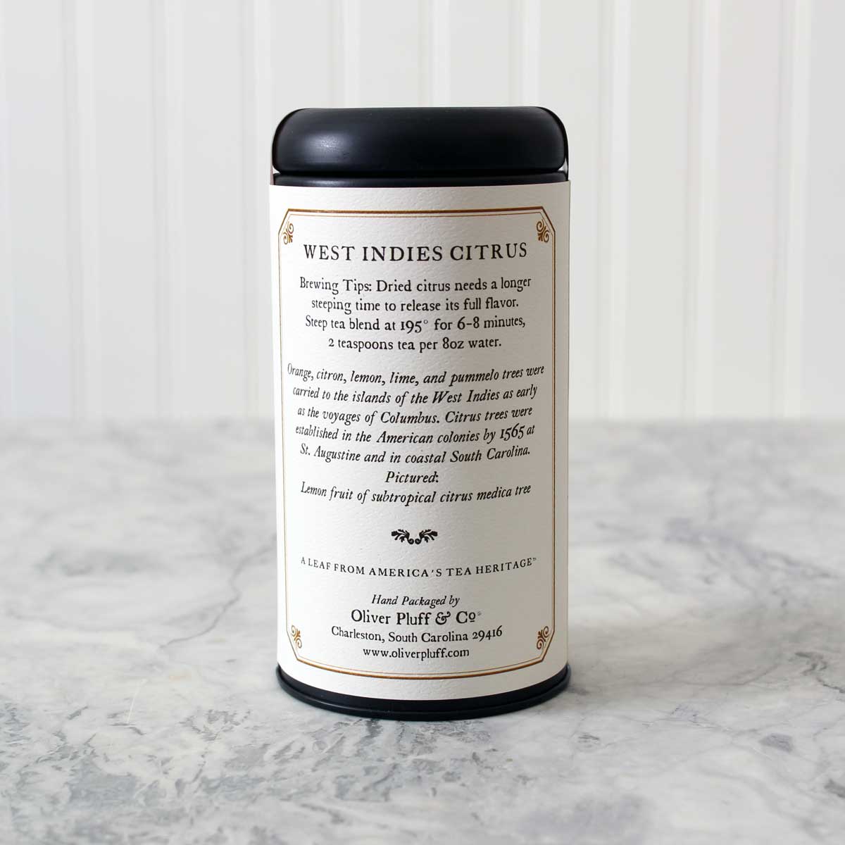 Oliver Pluff & Company - Wholesale Loose Tea - West Indies Citrus - Loose Tea in Signature Tea Tin1