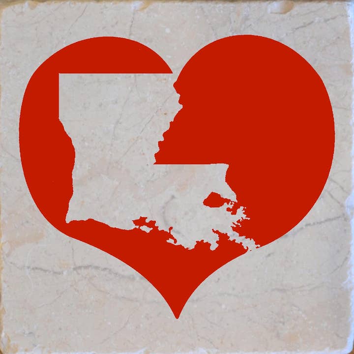 Louisiana Silhouette Red Heart Coaster for wholesale by Noomoon